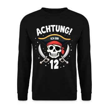 12th Birthday Pirate Gift Boys Boys - Unisex Sweatshirt - black - Front - Alina (178cm) & Michal (187cm)