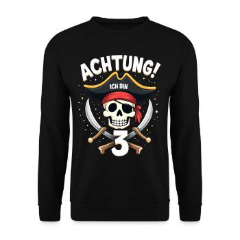 3ème anniversaire Pirate Cadeau Garçons Garçons - Sweat-shirt Unisexe - noir - Devant - Alina (178cm) & Michal (187cm)