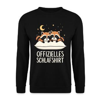Offizielles Schlafshirt Waschbären Waschbär Paar - Unisex Pullover - Schwarz - Vorne - Alina (178cm) & Michal (187cm)