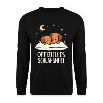 Official Sleeping Shirt Dachshund Pair - Unisex Sweatshirt - black - Front - Alina (178cm) & Michal (187cm)