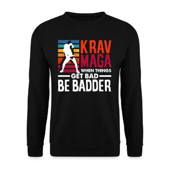 Krav Maga Retro Fighting Sport Defense - Unisex Sweatshirt - black - Front - Alina (178cm) & Michal (187cm)