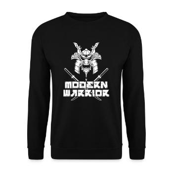 Modern Warrior Japanese Samurai Fighter Mask - Unisex Sweatshirt - black - Front - Alina (178cm) & Michal (187cm)