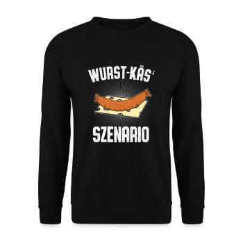 Saucisse Fromage Scénario Bratwurst Fromage Jeu de mots Fun - Sweat-shirt Unisexe - noir - Devant - Alina (178cm) & Michal (187cm)