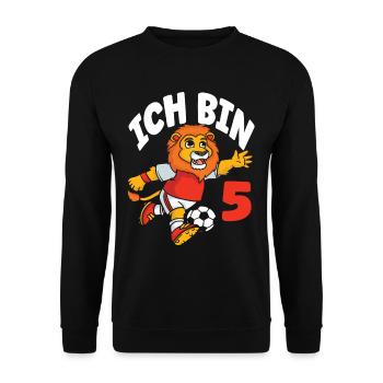 Funny Lion Football I'm 5 Children's Birthday - Unisex Sweatshirt - black - Front - Alina (178cm) & Michal (187cm)