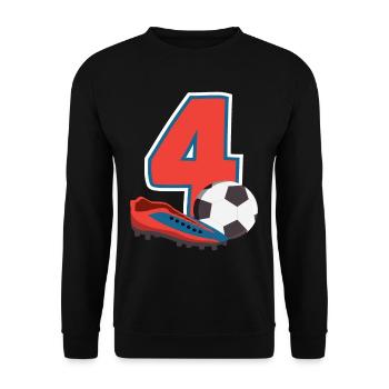 Fête d’anniversaire des enfants de football de 4 ans - Sweat-shirt Unisexe - noir - Devant - Alina (178cm) & Michal (187cm)
