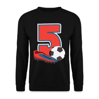 Fête d’anniversaire des enfants de football 5 ans - Sweat-shirt Unisexe - noir - Devant - Alina (178cm) & Michal (187cm)