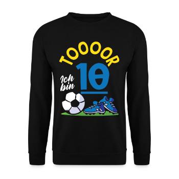 Goal Football I'm 10 Children's Birthday - Unisex Sweatshirt - black - Front - Alina (178cm) & Michal (187cm)