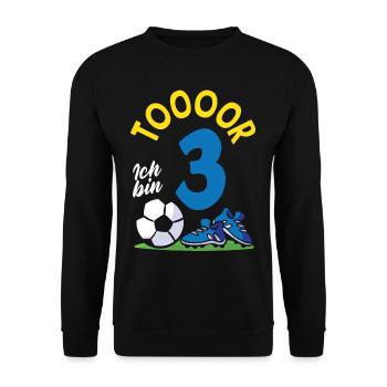 Goal Football I'm 3 Children's Birthday Party - Unisex Sweatshirt - black - Front - Alina (178cm) & Michal (187cm)