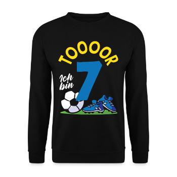 Goal Football I' Children's Birthday - Unisex Sweatshirt - black - Front - Alina (178cm) & Michal (187cm)