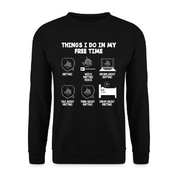 Knitting In My Free Time - Unisex Sweatshirt - black - Front - Alina (178cm) & Michal (187cm)