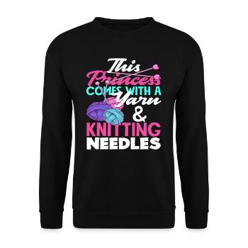 Diese Prinzessin Mit Garn Und Stricknadeln - Unisex Pullover - Schwarz - Vorne - Alina (178cm) & Michal (187cm)