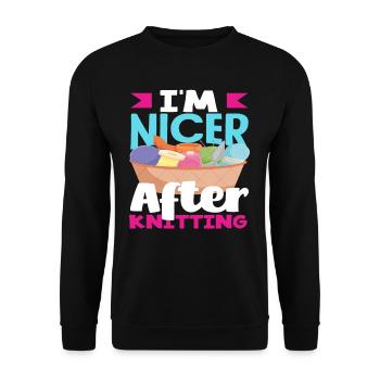 I'm nicer after knitting - Unisex Sweatshirt - black - Front - Alina (178cm) & Michal (187cm)