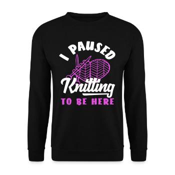 I paused knitting to be here - Unisex Sweatshirt - black - Front - Alina (178cm) & Michal (187cm)