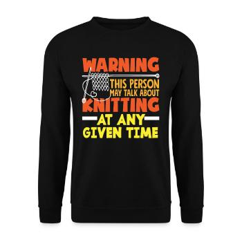 Avertissement : Tricoter cette personne parle - Sweat-shirt Unisexe - noir - Devant - Alina (178cm) & Michal (187cm)