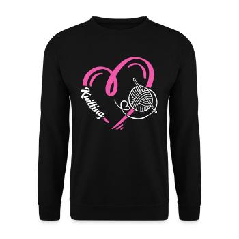 Conception de coeur de tricot pour les amoureux - Sweat-shirt Unisexe - noir - Devant - Alina (178cm) & Michal (187cm)