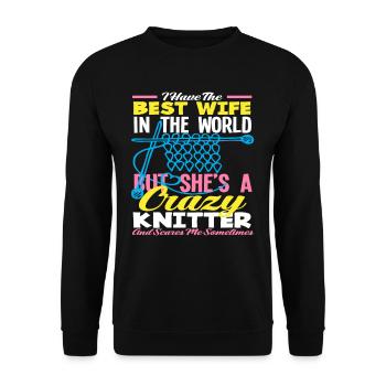 Best woman in the world knitting crazy - Unisex Sweatshirt - black - Front - Alina (178cm) & Michal (187cm)