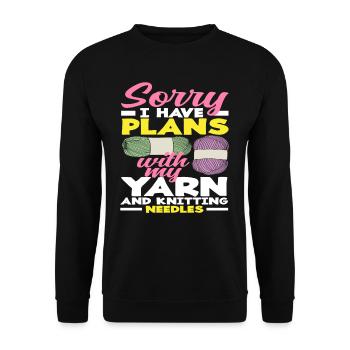 Désolé, j’ai des projets avec ma laine et - Sweat-shirt Unisexe - noir - Devant - Alina (178cm) & Michal (187cm)