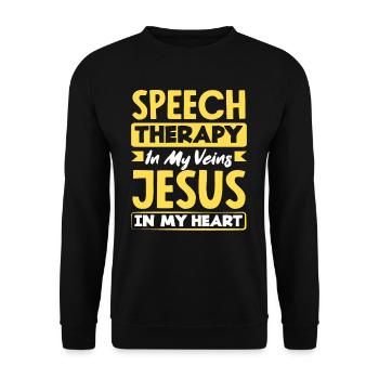 L’orthophonie Dans mes veines Jésus dans mon cœur - Sweat-shirt Unisexe - noir - Devant - Alina (178cm) & Michal (187cm)