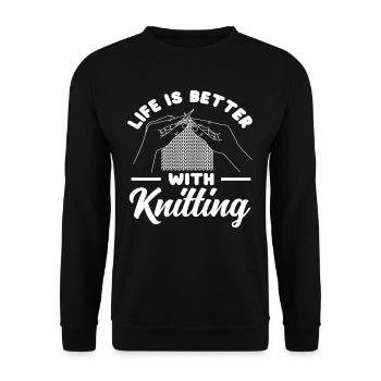 La vie est meilleure avec le tricot - Sweat-shirt Unisexe - noir - Devant - Alina (178cm) & Michal (187cm)