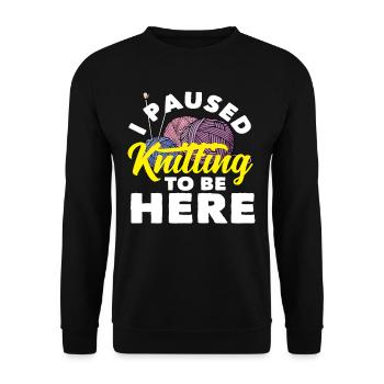 I've paused knitting to be here - Unisex Sweatshirt - black - Front - Alina (178cm) & Michal (187cm)