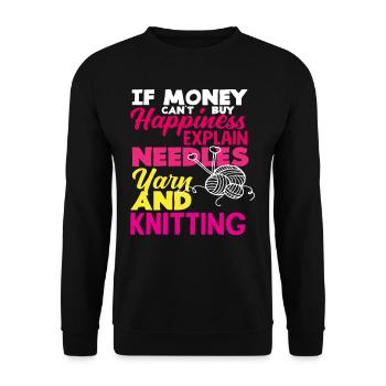 Wool Needles and Knitting Happy - Unisex Sweatshirt - black - Front - Alina (178cm) & Michal (187cm)