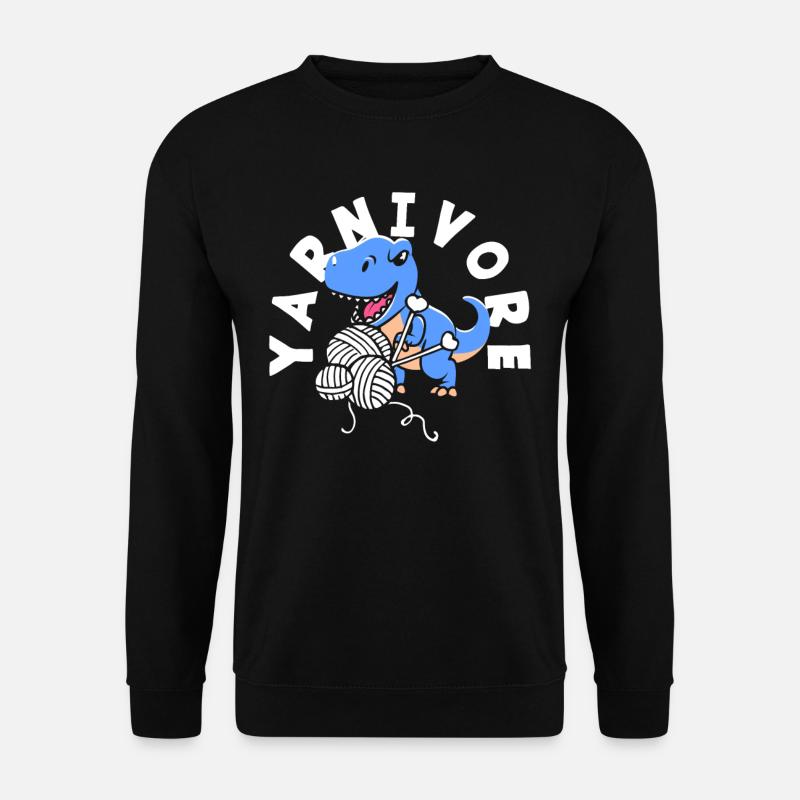 Stricken Dinosaurier Yarnivore Spaß - Unisex Pullover - Schwarz