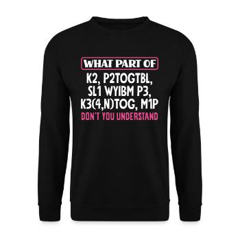 Stricken: Was Verstehst Du Nicht? - Unisex Pullover - Schwarz - Vorne - Alina (178cm) & Michal (187cm)