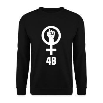 Feminismus Erhobene Faust 4B Bewegung Frauen - Unisex Pullover - Schwarz - Vorne - Alina (178cm) & Michal (187cm)