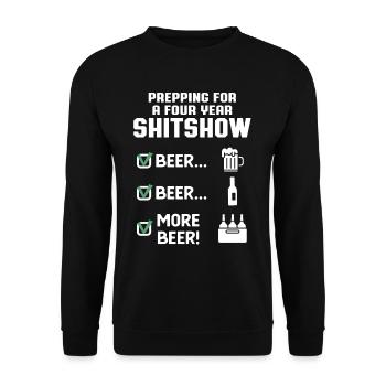 Bier Prepping Für Die Shotshow Politik Ironie USA - Unisex Pullover - Schwarz - Vorne - Alina (178cm) & Michal (187cm)