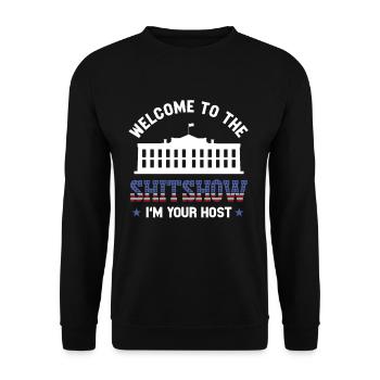 Bienvenue dans le spectacle de de la Maison Blanche États-Unis Ironie - Sweat-shirt Unisexe - noir - Devant - Alina (178cm) & Michal (187cm)