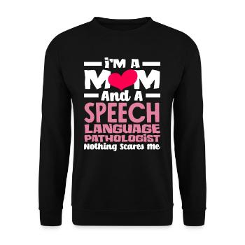 Maman et orthophoniste Rien ne me choque - Sweat-shirt Unisexe - noir - Devant - Alina (178cm) & Michal (187cm)