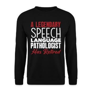 Legendary speech therapist is retired - Unisex Sweatshirt - black - Front - Alina (178cm) & Michal (187cm)