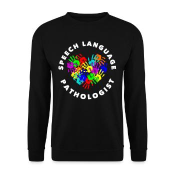 Orthophoniste Empreintes de mains colorées coeur - Sweat-shirt Unisexe - noir - Devant - Alina (178cm) & Michal (187cm)