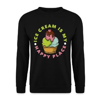 Amateur de crème glacée : Mon endroit heureux - Sweat-shirt Unisexe - noir - Devant - Alina (178cm) & Michal (187cm)