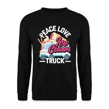 Peace Love Amateur de camion de crème glacée - Sweat-shirt Unisexe - noir - Devant - Alina (178cm) & Michal (187cm)