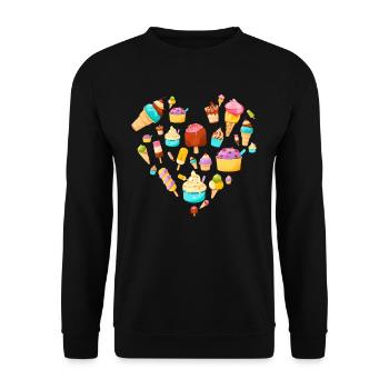 Amateur de crème glacée en forme de coeur Design - Sweat-shirt Unisexe - noir - Devant - Alina (178cm) & Michal (187cm)