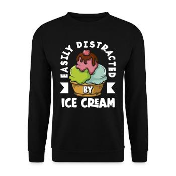 Eiscreme Liebhaber Ablenkung Leicht - Unisex Pullover - Schwarz - Vorne - Alina (178cm) & Michal (187cm)