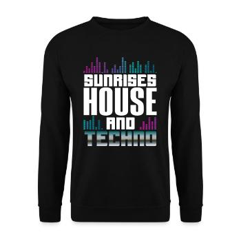 Sunrises House And Techno Lover - Unisex Pullover - Schwarz - Vorne - Alina (178cm) & Michal (187cm)