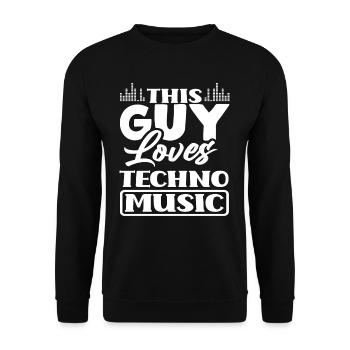 Dieser Typ Liebt Techno Musik - Unisex Pullover - Schwarz - Vorne - Alina (178cm) & Michal (187cm)