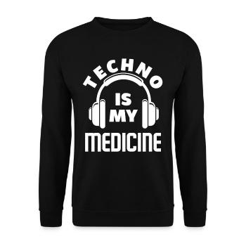 Techno Lover Ist Meine Medizin - Unisex Pullover - Schwarz - Vorne - Alina (178cm) & Michal (187cm)