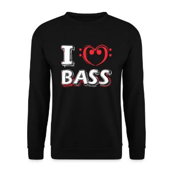 I ♥ Bass Love Musician Bassiste - Sweat-shirt Unisexe - noir - Devant - Alina (178cm) & Michal (187cm)