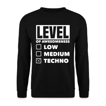 Level Der Großartigkeit Techno Lover Stil - Unisex Pullover - Schwarz - Vorne - Alina (178cm) & Michal (187cm)