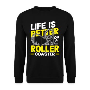 Achterbahn Leben Ist Besser Auf Einer Achterbahn - Unisex Pullover - Schwarz - Vorne - Alina (178cm) & Michal (187cm)