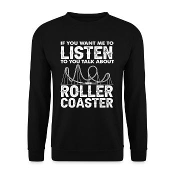 Achterbahn Wenn Du Über Achterbahnen Reden Willst - Unisex Pullover - Schwarz - Vorne - Alina (178cm) & Michal (187cm)