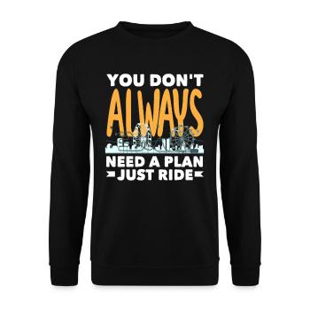 Achterbahn Einfach Losfahren Plan Nicht Nötig - Unisex Pullover - Schwarz - Vorne - Alina (178cm) & Michal (187cm)