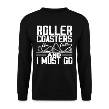 Achterbahnen Rufen Und Ich Muss Gehen - Unisex Pullover - Schwarz - Vorne - Alina (178cm) & Michal (187cm)