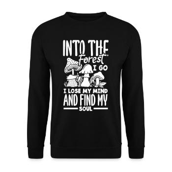 Cueilleur de champignons Voyage en forêt Trouver l’âme - Sweat-shirt Unisexe - noir - Devant - Alina (178cm) & Michal (187cm)