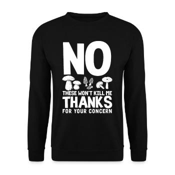 Nein Diese Pilze Töten Mich Nicht Pilzsammler - Unisex Pullover - Schwarz - Vorne - Alina (178cm) & Michal (187cm)