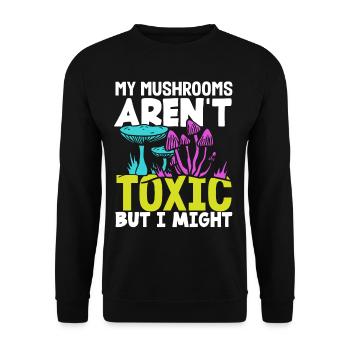 Meine Pilze Sind Nicht Giftig - Unisex Pullover - Schwarz - Vorne - Alina (178cm) & Michal (187cm)