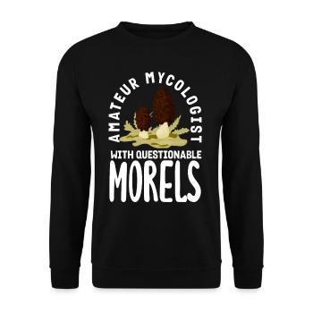 Pilzsammler Mit Fragwürdigen Morcheln - Unisex Pullover - Schwarz - Vorne - Alina (178cm) & Michal (187cm)